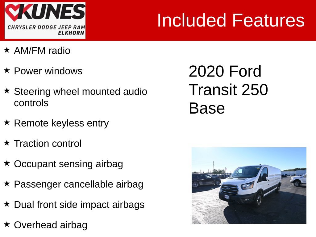 Used 2020 Ford Transit 250 Low Roof w/ Interior Upgrade Package RWD image 3