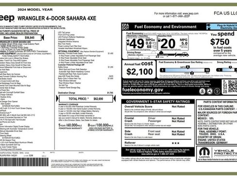 Used 2024 Jeep Wrangler Unlimited Sahara w/ Safety Group AWD/4WD image 4