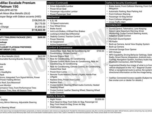 Certified 2023 Cadillac Escalade Premium Luxury Platinum w/ Heavy-Duty Trailer Package AWD/4WD image 18