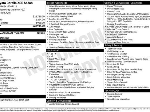 Used 2018 Toyota Corolla XSE w/ Carpet Mat Package (TMS) image 13