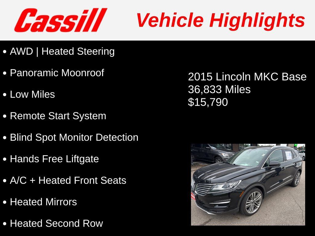 Used 2015 Lincoln MKC AWD w/ Equipment Group 102A Reserve image 3