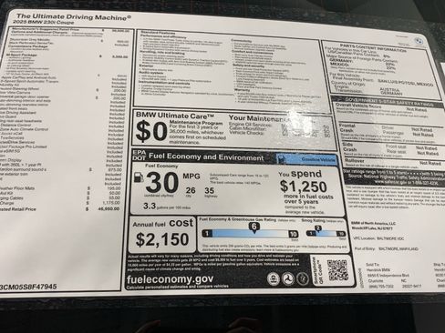 Certified 2025 BMW 230i Coupe w/ M Sport Package RWD image 31