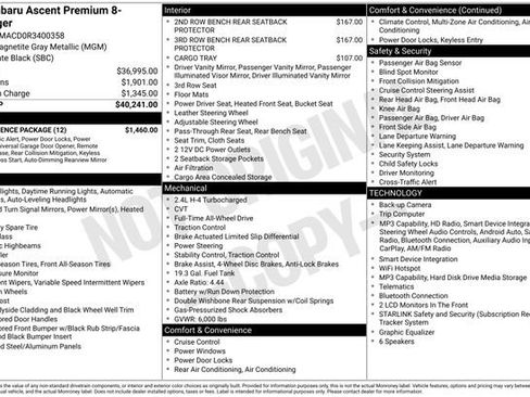 Used 2024 Subaru Ascent Premium w/ Convenience Package AWD/4WD image 27