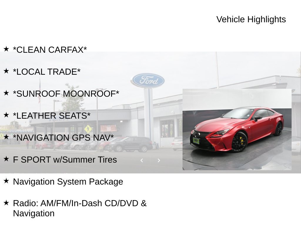 Used 2015 Lexus RC 350 w/ F Sport w/Summer Tires RWD image 9