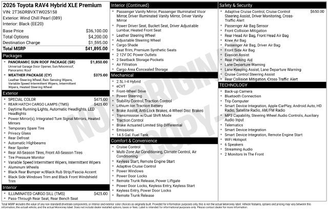 Used 2026 Toyota RAV4 XLE Premium w/ Panoramic Sun Roof Package FWD image 29