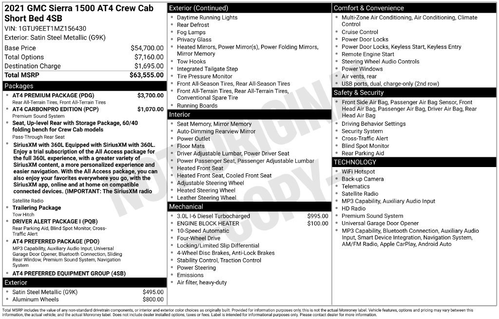 Used 2021 GMC Sierra 1500 AT4 w/ AT4 Premium Package AWD/4WD image 1