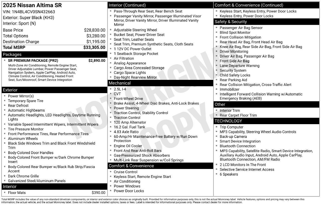 Certified 2025 Nissan Altima 2.5 SR w/ SR Premium Package FWD image 33