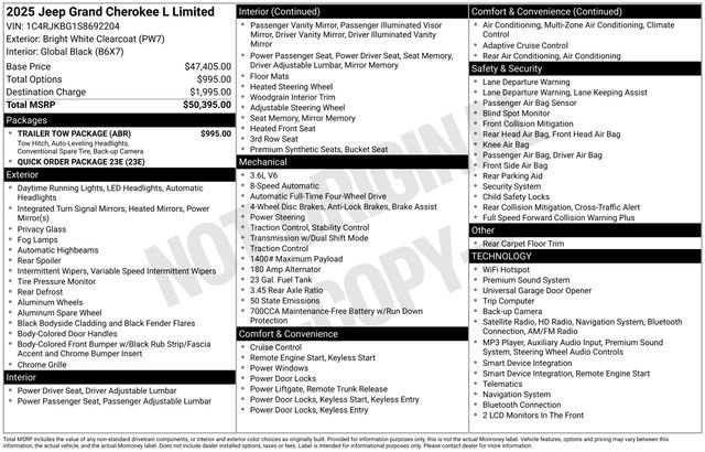 Used 2025 Jeep Grand Cherokee L Limited w/ Trailer Tow Package AWD/4WD image 37