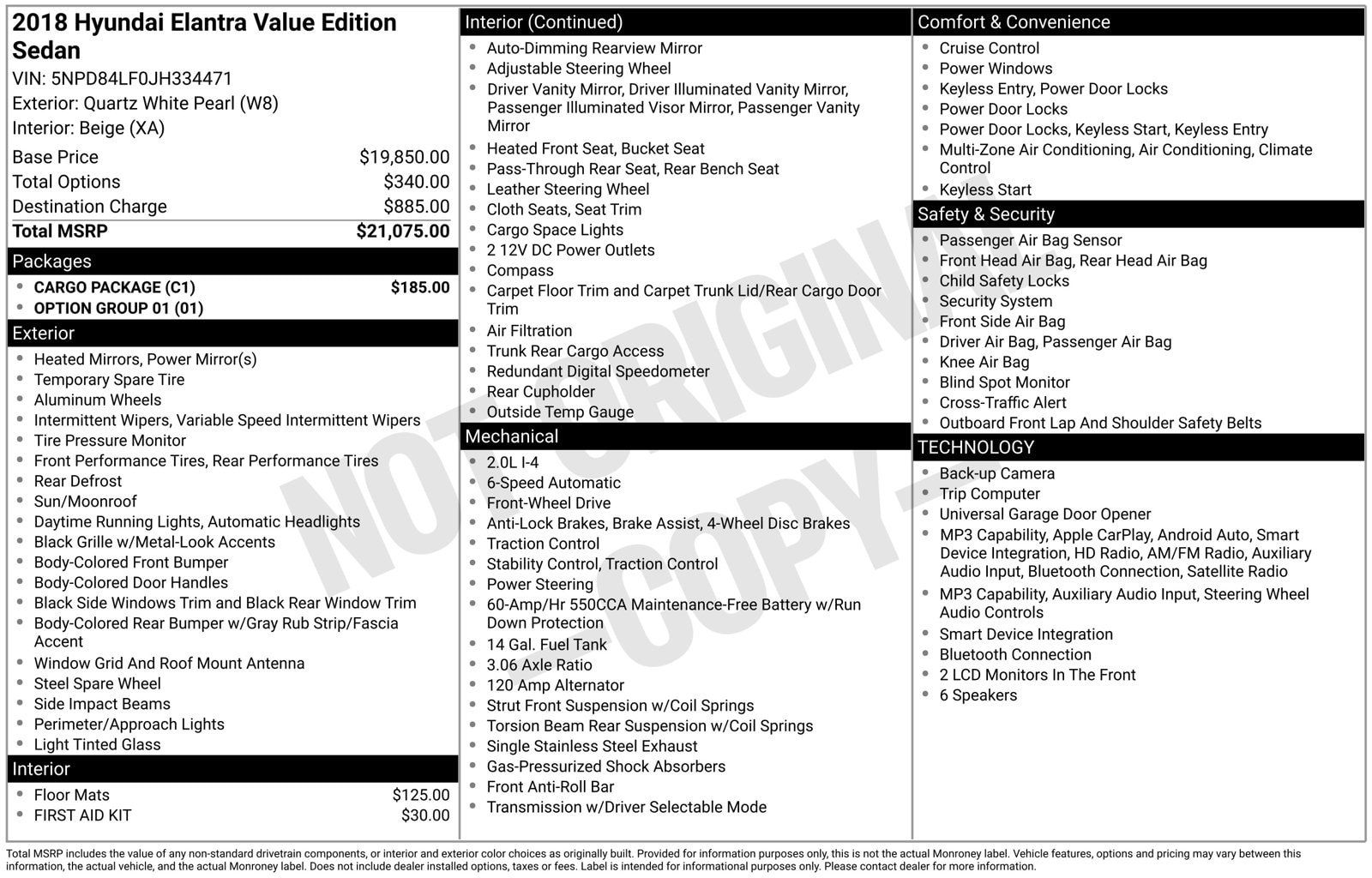 Used 2018 Hyundai Elantra Value Edition w/ Cargo Package FWD image 4