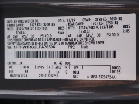 Used 2020 Ford F150 Raptor w/ Equipment Group 802A Luxury image 60