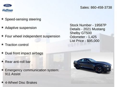 Certified 2021 Ford Mustang Shelby GT500 w/ Technology Package RWD image 20
