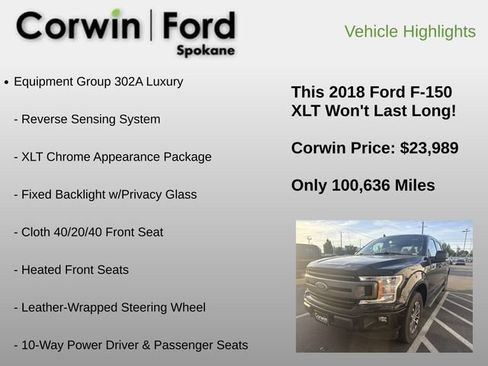 Used 2018 Ford F150 XLT w/ Equipment Group 302A Luxury AWD/4WD image 12