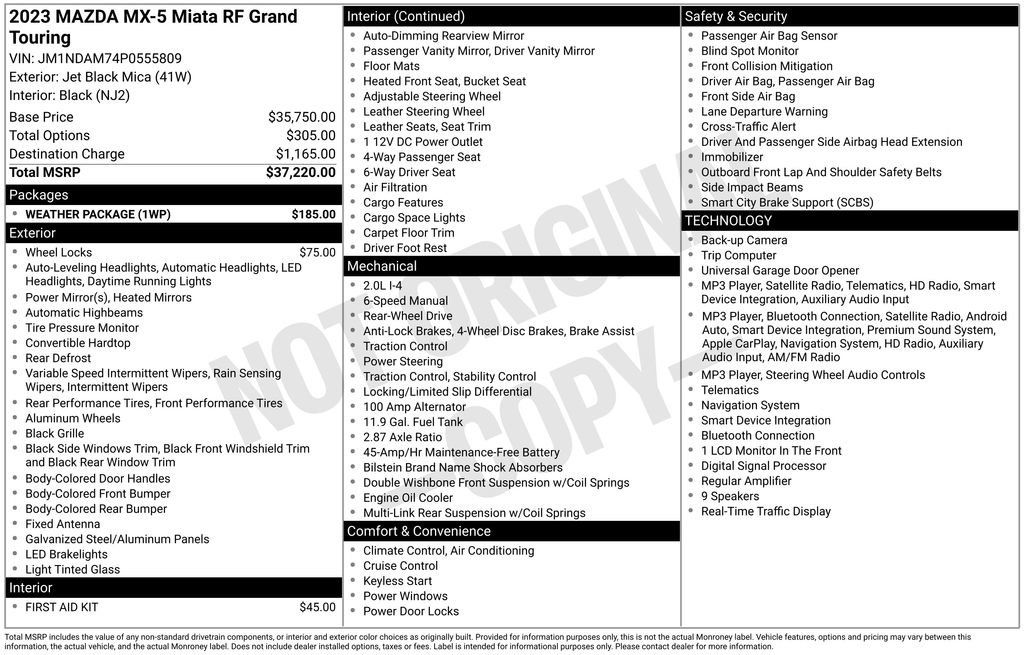 Certified 2023 MAZDA MX-5 Miata Grand Touring w/ Weather Package RWD image 29