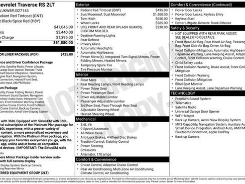 Used 2023 Chevrolet Traverse RS w/ LPO, Floor Liner Package AWD/4WD image 2