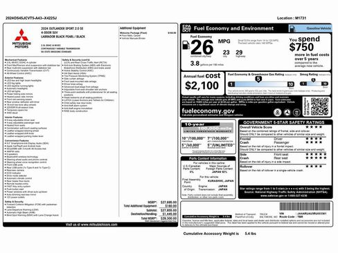Used 2024 Mitsubishi Outlander Sport SE image 2