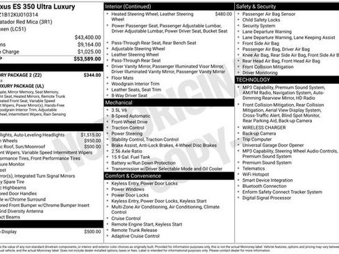 Used 2019 Lexus ES 350 Ultra Luxury w/ Accessory Package 2 FWD image 17