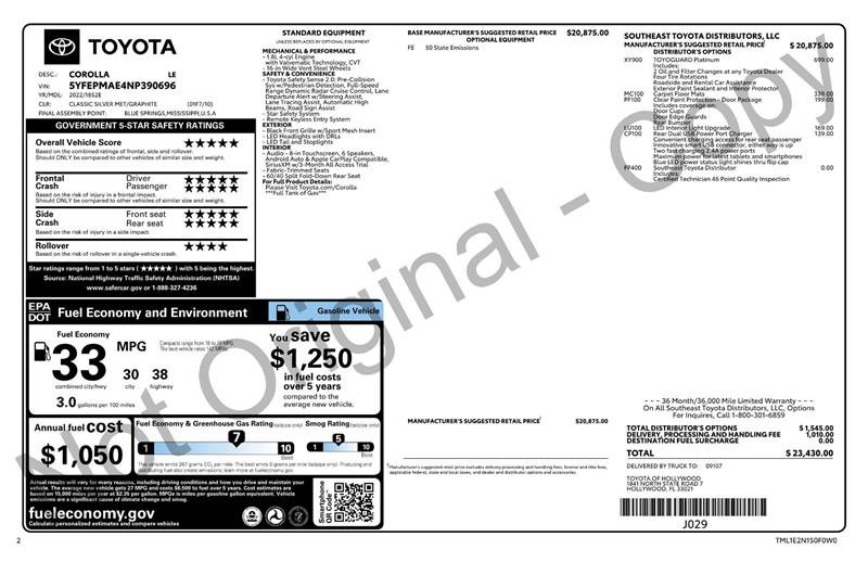 Used 2022 Toyota Corolla LE FWD image 2
