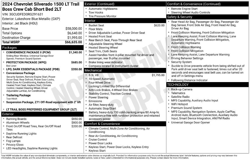 Used 2024 Chevrolet Silverado 1500 LT Trail Boss w/ Convenience Package II AWD/4WD image 28