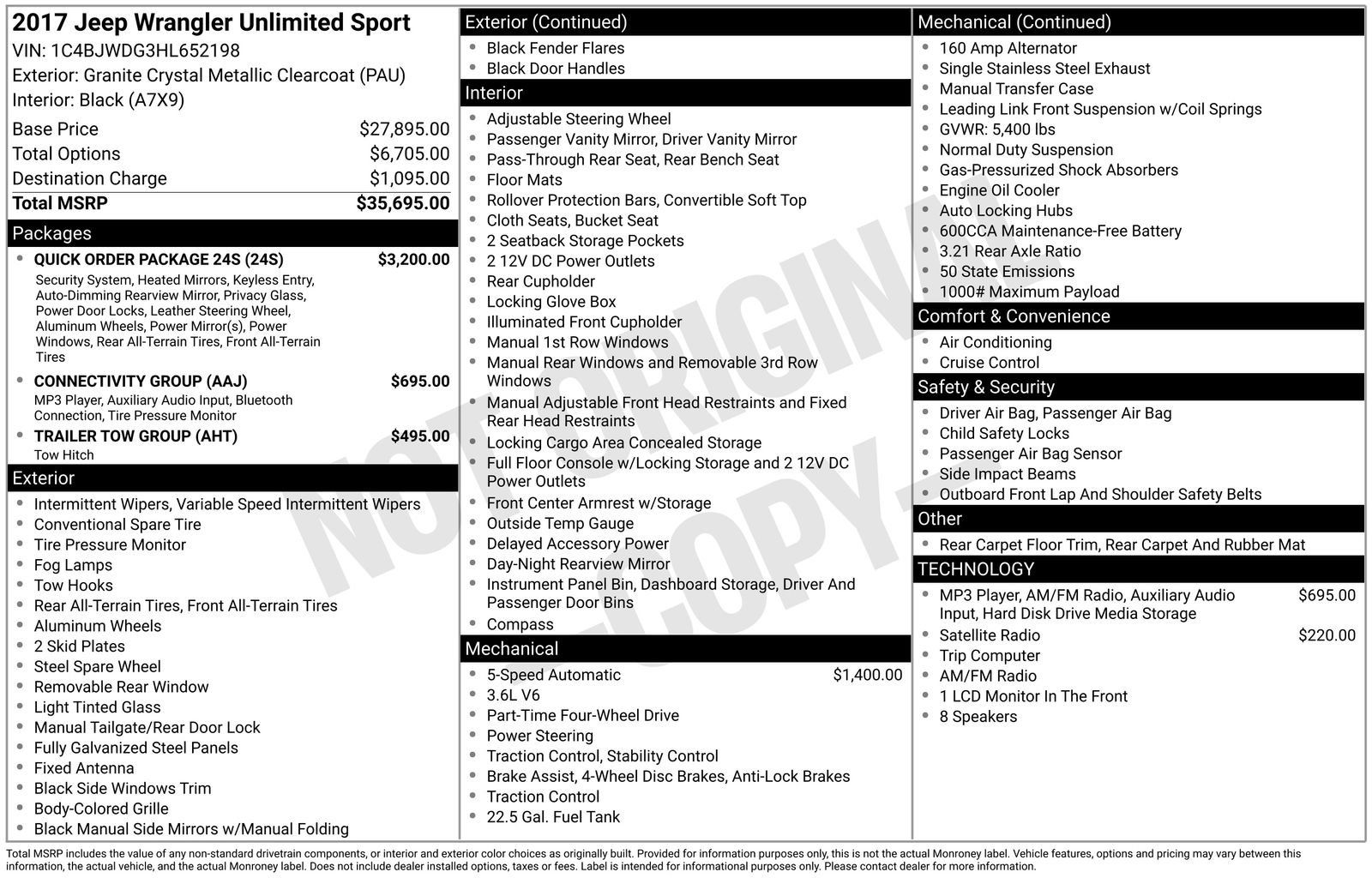 Used 2017 Jeep Wrangler Unlimited Sport w/ Quick Order Package 24S AWD/4WD image 38