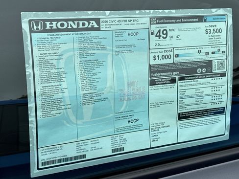 Certified 2026 Honda Civic FWD Hybrid Sedan image 30