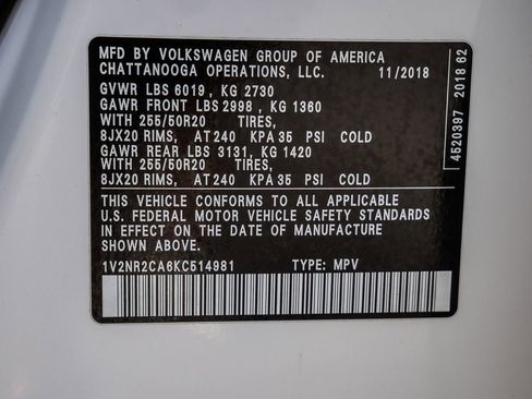 Used 2019 Volkswagen Atlas SEL Premium image 43