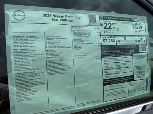 New 2026 Nissan Pathfinder Platinum w/ Accent Package AWD/4WD image 50