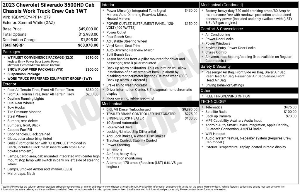 Used 2023 Chevrolet Silverado 3500 W/T w/ WT Fleet Convenience Package AWD/4WD image 35