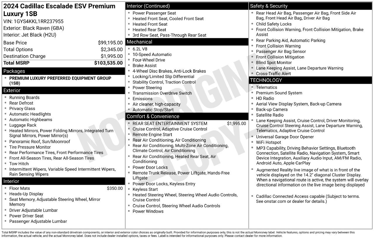 Used 2024 Cadillac Escalade ESV Premium Luxury AWD/4WD image 5