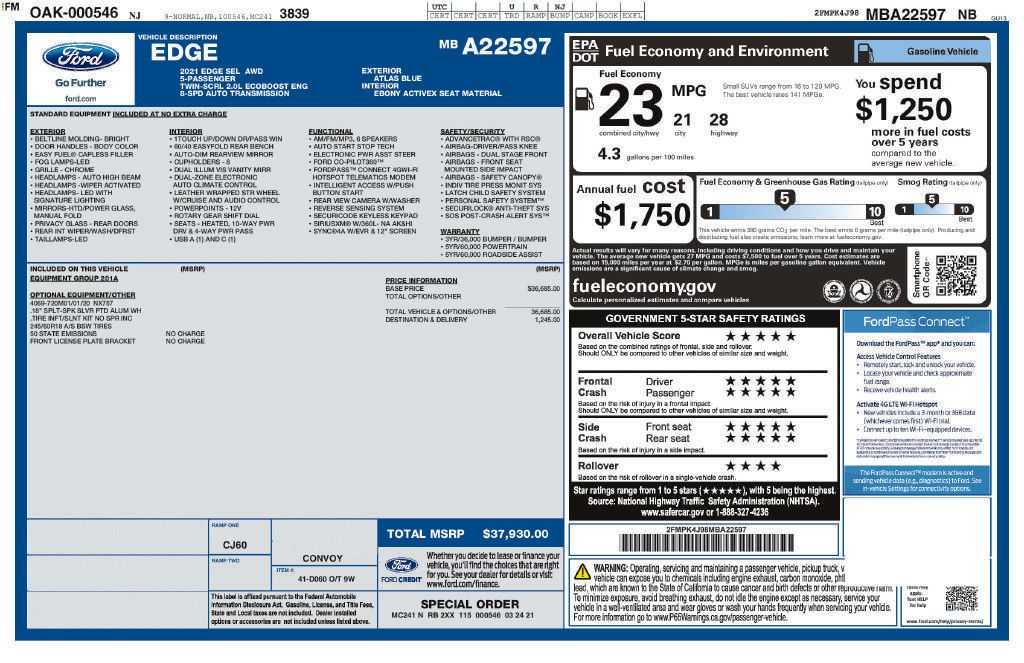 Used 2021 Ford Edge SEL AWD/4WD image 18