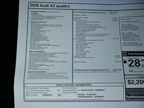 New 2026 Audi A3 2.0T Premium AWD/4WD image 25