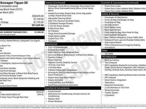 Used 2021 Volkswagen Tiguan SE w/ Panoramic Sunroof Package AWD/4WD image 28