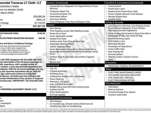 Used 2021 Chevrolet Traverse LT w/ LPO, Cargo Package image 50