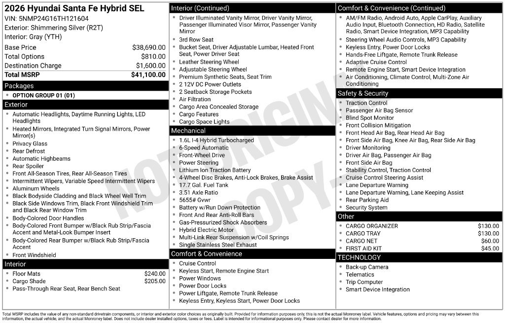 Certified 2026 Hyundai Santa Fe SEL FWD image 33