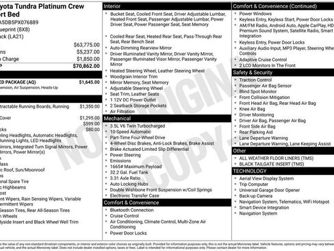 Used 2023 Toyota Tundra Platinum w/ Advanced Package AWD/4WD image 60