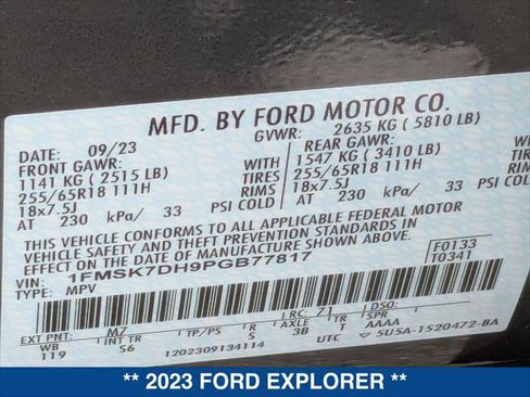 Certified 2023 Ford Explorer XLT w/ Equipment Group 202A RWD image 24