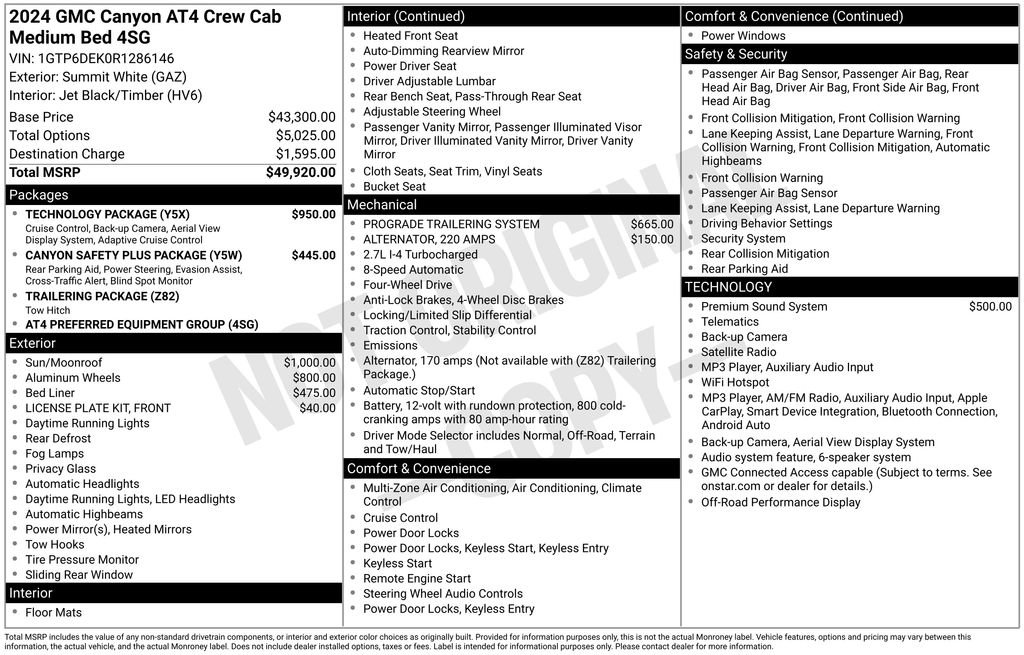 Used 2024 GMC Canyon AT4 w/ Technology Package AWD/4WD image 48