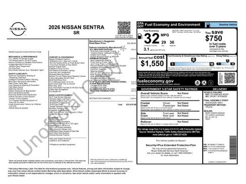 New 2026 Nissan Sentra SR w/ SR Premium Package FWD image 30