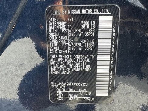 Used 2019 Nissan Armada Platinum w/ Captain's Chairs Package image 35