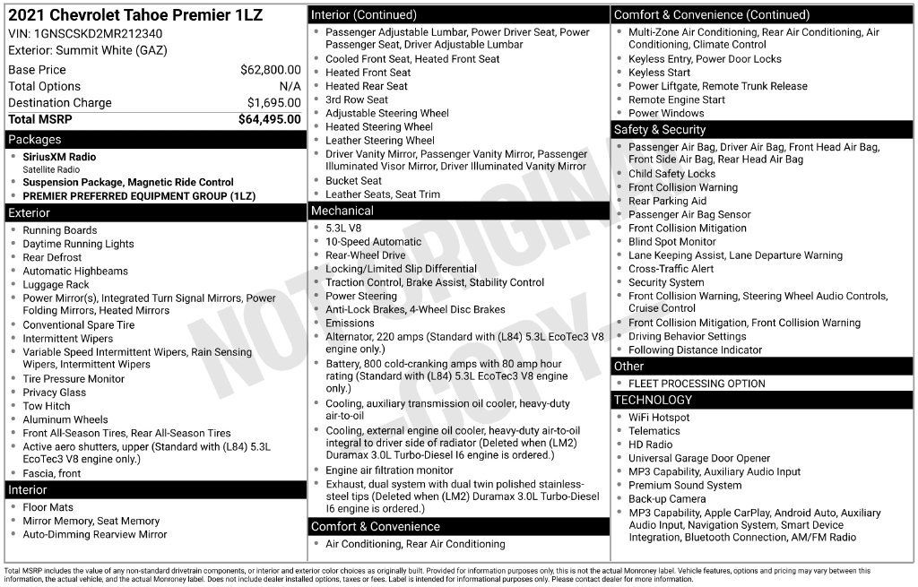Used 2021 Chevrolet Tahoe Premier RWD image 20