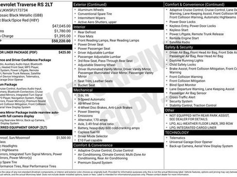 Certified 2023 Chevrolet Traverse RS w/ LPO, Floor Liner Package image 3
