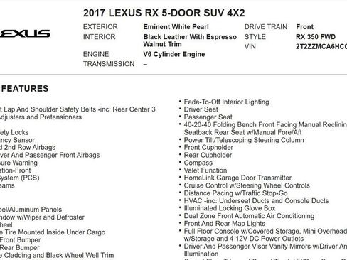 Used 2017 Lexus RX 350 FWD w/ Premium Package image 29