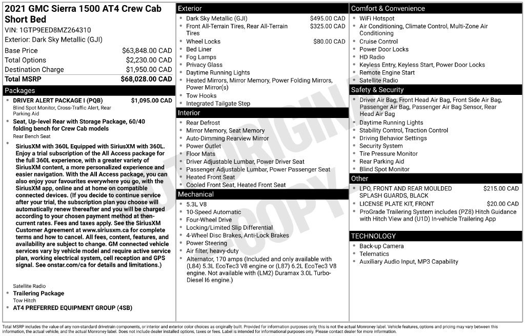 Used 2021 GMC Sierra 1500 AT4 w/ Driver Alert Package I AWD/4WD image 2