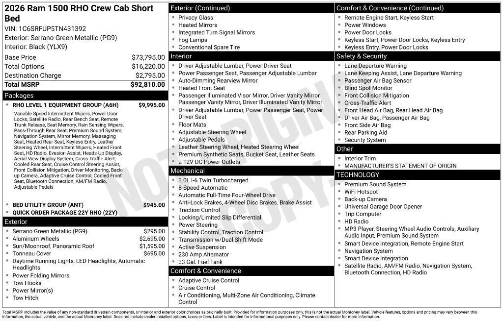 New 2026 RAM 1500 RHO w/ RHO Level 1 Equipment Group AWD/4WD image 4