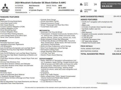 Used 2024 Mitsubishi Outlander SE Black Edition image 34