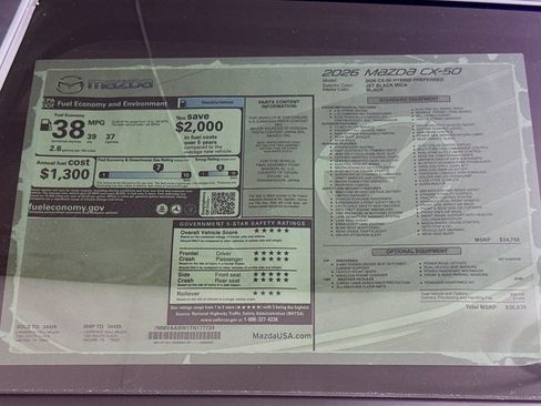 New 2026 MAZDA CX-50 2.5 Hybrid w/ Weather Package AWD/4WD image 20