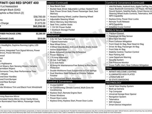 Used 2022 INFINITI Q60 Red Sport 400 w/ Carbon Fiber Package image 40