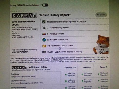 Used 2003 Jeep Wrangler Sport image 9