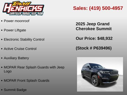 Used 2025 Jeep Grand Cherokee Summit w/ Adv Protech Group IV AWD/4WD image 37