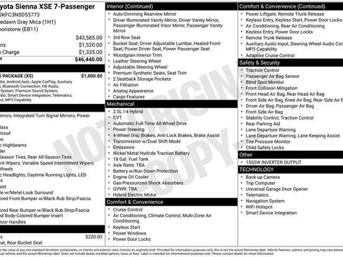 Used 2022 Toyota Sienna XSE w/ XSE Plus Package AWD/4WD image 2