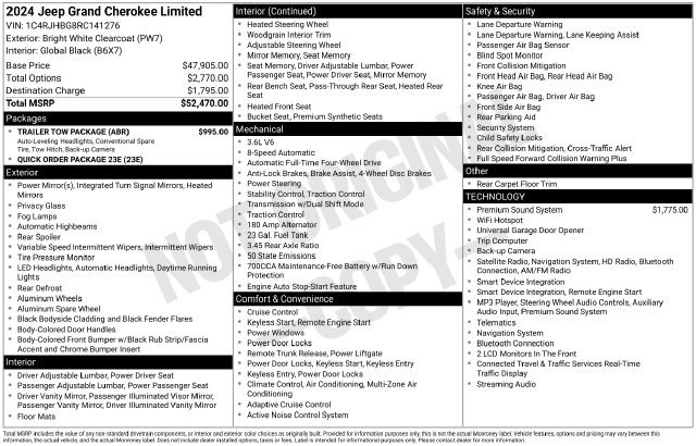Used 2024 Jeep Grand Cherokee Limited w/ Trailer Tow Package AWD/4WD image 41